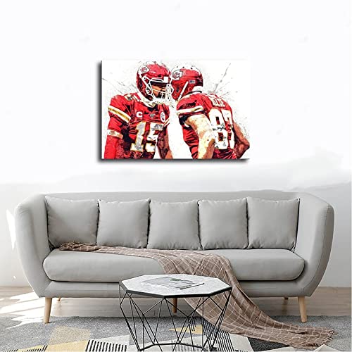 ChicReed Patrick Mahomes, Travis Kelce Poster Football Picture Canvas Poster Bedroom Decor Sports Landscape Office Room Decor Gift Unframe: 12x18inch(30x45cm)