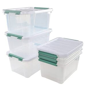 bblina 20 quarts clear latching storage boxes with lids, plastic storage box bins set of 6