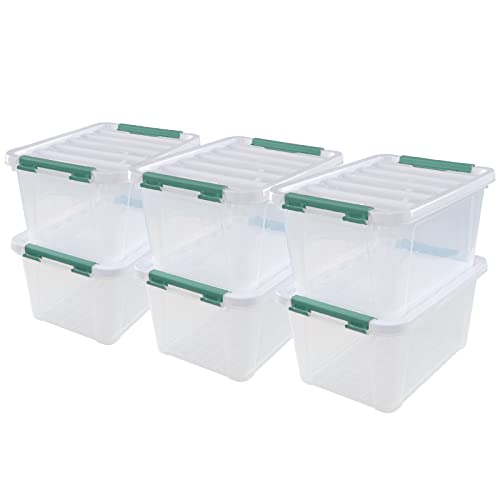 Bblina 20 Quarts Clear Latching Storage Boxes with lids, Plastic Storage Box Bins Set of 6