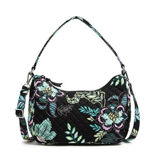 vera bradley frannie crescent crossbody purse, island garden-recycled cotton