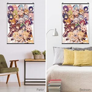 Game Poster Scroll Painting Genshin Impact 2st Anniversary Happy Poster Art Interior Art Wall Decorations Otaku Popular Fans Gift Bedroom Living Decorate