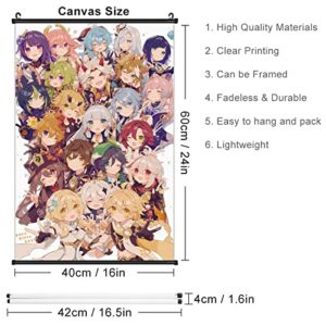 Game Poster Scroll Painting Genshin Impact 2st Anniversary Happy Poster Art Interior Art Wall Decorations Otaku Popular Fans Gift Bedroom Living Decorate