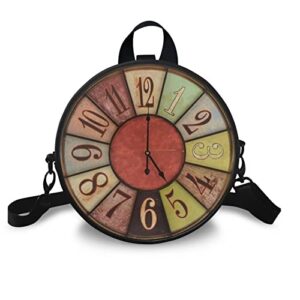 Binienty Circle Clock Purse for Women Fashion Crossbody Shoulder Purse with Strap Satchel Handbag