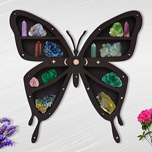 Crystal Holder for Stones Display Wall Hanging, Dark Phoenix Animal Collection Multipurpose Storage Rack, Bed Room Display for Crystals Stone, Essential Oil, Small Plant and Art, Gothic Witchy Decor (