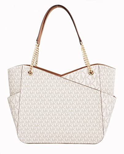 Michael Kors Jet Set Travel Large Chain Shoulder Tote (VANILLA Multi)