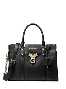 michael kors nouveau hamilton large leather satchel purse in black