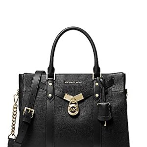 Michael Kors Nouveau Hamilton Large Leather Satchel Purse in Black