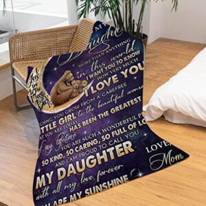 WOLMAZEN Blanket Daughter Gifts from Mom, Gift for Daughter, Bear Blanket Cute Funny Bear Animal Throw Blanket for Couch and Bed, Birthday Gifts