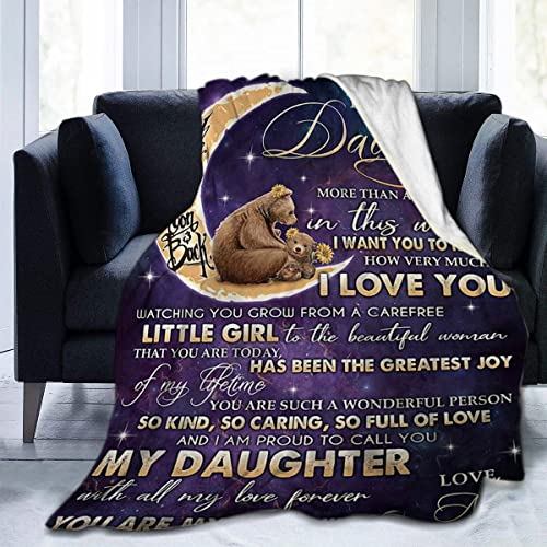 WOLMAZEN Blanket Daughter Gifts from Mom, Gift for Daughter, Bear Blanket Cute Funny Bear Animal Throw Blanket for Couch and Bed, Birthday Gifts