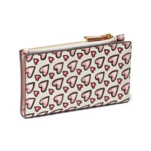 Kate Spade New York Morgan Valentines Heart Printed Small Slim Bifold Wallet Cream Multi One Size