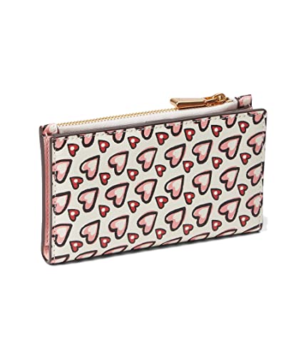 Kate Spade New York Morgan Valentines Heart Printed Small Slim Bifold Wallet Cream Multi One Size