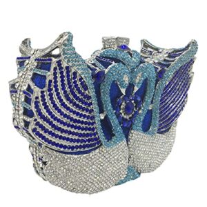 FLO-MOTOR Women Swan Clutch Crystal Evening Bags Wedding Party Dinner Ladies Rhinestone Minaudiere Handbag