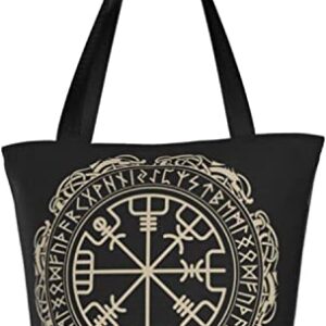 Viking Magical Runic Compass Women's Shoulder Handbag Fashion Tote Bag Storage Handle Bag