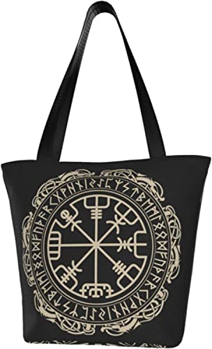 Viking Magical Runic Compass Women's Shoulder Handbag Fashion Tote Bag Storage Handle Bag