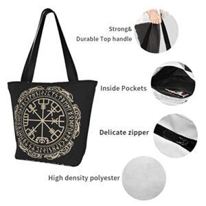 Viking Magical Runic Compass Women's Shoulder Handbag Fashion Tote Bag Storage Handle Bag