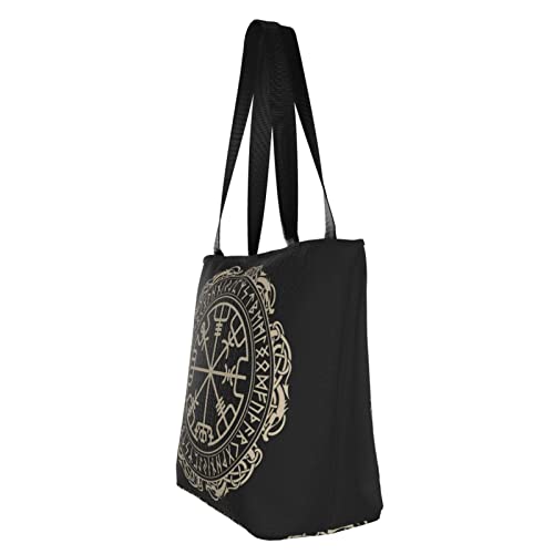 Viking Magical Runic Compass Women's Shoulder Handbag Fashion Tote Bag Storage Handle Bag