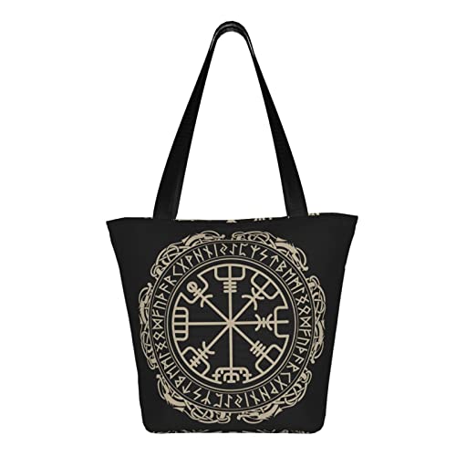 Viking Magical Runic Compass Women's Shoulder Handbag Fashion Tote Bag Storage Handle Bag