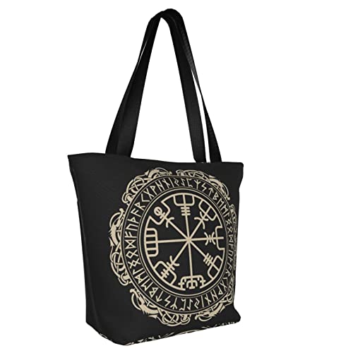 Viking Magical Runic Compass Women's Shoulder Handbag Fashion Tote Bag Storage Handle Bag