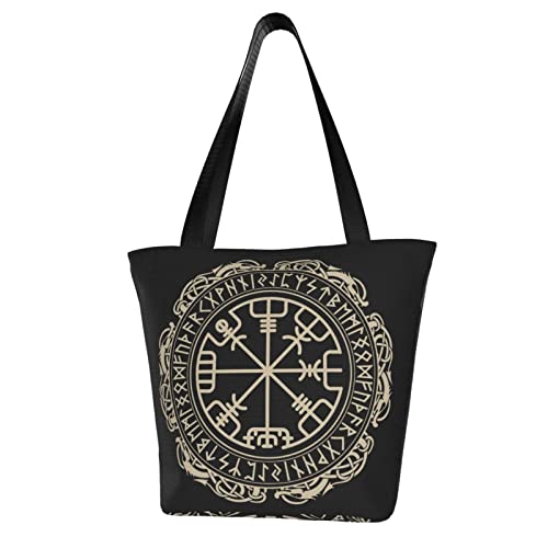 Viking Magical Runic Compass Women's Shoulder Handbag Fashion Tote Bag Storage Handle Bag