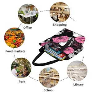 Sugar Skull Pink Poppy Flower Women's Shoulder Handbag Gym Tote Bag Storage Handle Bag