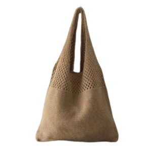 women’s shoulder handbags y2k fairy grunge crochet tote bag aesthetic hippie shopping bag alt purse accessories (coffee)