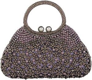 qlazo women’s evening bag- ladies elegant formal evening bag sparkly clutch glittering rhinestone crystal handbag and purse (color : grey)