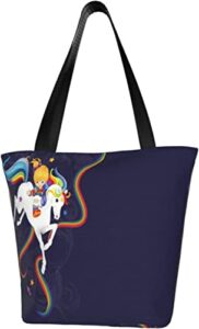 rainbow brite and starlite memories women’s shoulder handbag casual tote bag storage handle bag