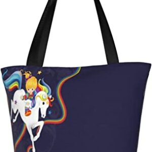 Rainbow Brite and Starlite Memories Women's Shoulder Handbag Casual Tote Bag Storage Handle Bag