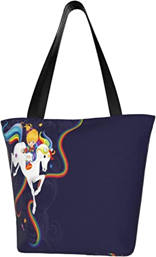 Rainbow Brite and Starlite Memories Women's Shoulder Handbag Casual Tote Bag Storage Handle Bag