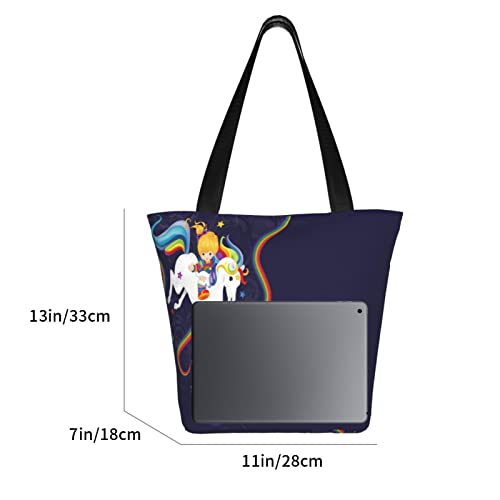 Rainbow Brite and Starlite Memories Women's Shoulder Handbag Casual Tote Bag Storage Handle Bag