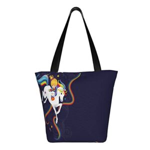 Rainbow Brite and Starlite Memories Women's Shoulder Handbag Casual Tote Bag Storage Handle Bag