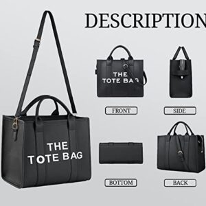 The Tote Bag Birthday Gifts for Women, Black Leather Handbag Crossbody Shoulder Purse Gift with Zipper Utility Trendy Aesthetic Top, Handle Bolsa De Mano Para Mujer for Trendy Travel School