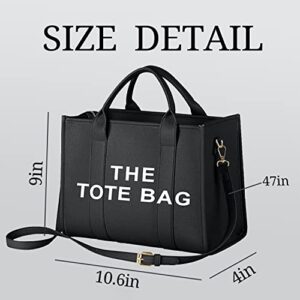 The Tote Bag Birthday Gifts for Women, Black Leather Handbag Crossbody Shoulder Purse Gift with Zipper Utility Trendy Aesthetic Top, Handle Bolsa De Mano Para Mujer for Trendy Travel School