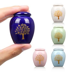 small urns for human ashes,mini urn set of 5,beautifully handmade ceramic tree of life cremation urn,for sharing adult or baby urns for ashes,pet urn.