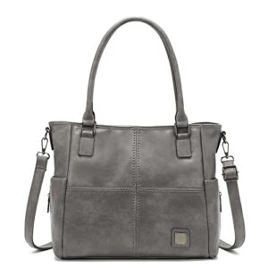 purses for women，soft pu leather handbags ，large capacity purse， fashion crossbody bags, top handle satchel (grey)