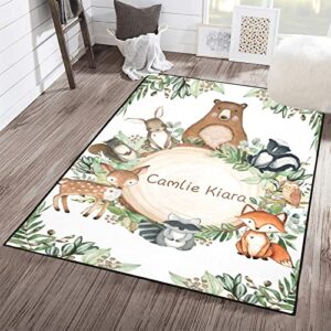 woodland animals personalized polyester fiber non-slip home decor carpets,custom area rug carpet floor mat for bedroom living room home playroom size 4’x5.2′