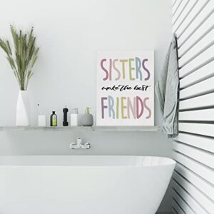 EVXID Nursery Sister Make The Best Friends Canvas Poster Painting Grils Room Wall Art, Sisters Twins Print Picture Artwork Framed Ready to Hang for Kids Play Room Wall Decor 12 x 15 inch