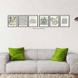 Green Gallery Flower Market Posters for Room Aesthetic Floral Set of 6 Famous Matisse William Morris Van Gogh Canvas Wall Art Botanical Plant Print Painting Danish Pastel Wall Decor 8x10in Unframed