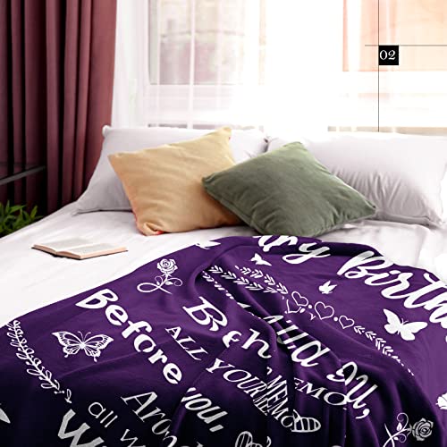 QUWOGY Birthday Gifts for Women/Men/Her/Him Friendship Blanket Purple 60"x50", Happy Birthday Decorations Women/Men Throw Blankets, Bday Gift for Women/Men Unique, Best Birthday Gift Ideas