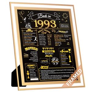 falamon framed 30th birthday decorations for women or men, 8×10 birthday anniversary decorations poster, birthday party supplies gifts, back in 1993