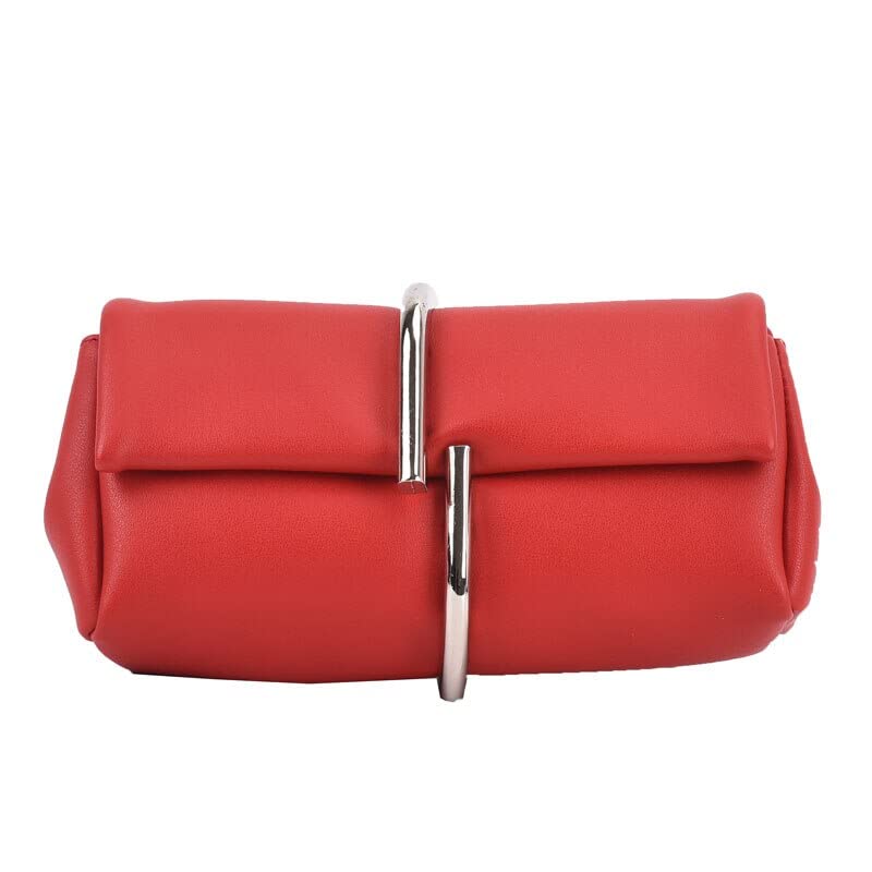 Mini Handbag Women Soft Hand Pouch Evening Mini Shoulder Bag Metal Chain Crossbody Bag Women Clutches (red Clutches)