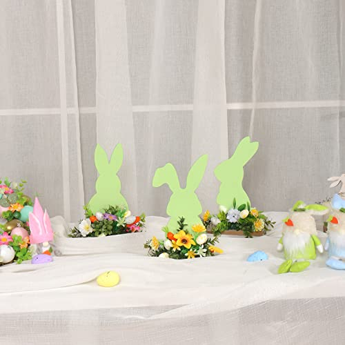 JIALEIXI 3PCS Easter Decorations, Easter Decoration for The Home, Farmhouse Rustic Wooden Bunny Tabletop Easter Decoration for Indoor, for Home Party Spring Summer Holiday Decor, Gifts - Retro.