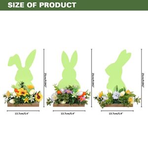 JIALEIXI 3PCS Easter Decorations, Easter Decoration for The Home, Farmhouse Rustic Wooden Bunny Tabletop Easter Decoration for Indoor, for Home Party Spring Summer Holiday Decor, Gifts - Retro.