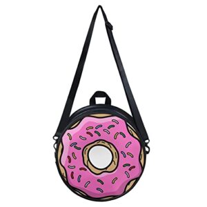 bigcarjob personalized crossbody bags for womens girls travel purse zipper wallet,3d novelty doughnuts mini round crossbody shoulder handbags casual sling satchel party holiday phone bags