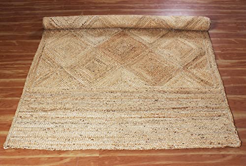 CASAVANI Living Room Jute Rug Indian Handmade Jute Rug Outdoor Doormats Woven Rug Kitchen Natural Jute Rugs for Farmhouse Bathroom Bedroom Doormat