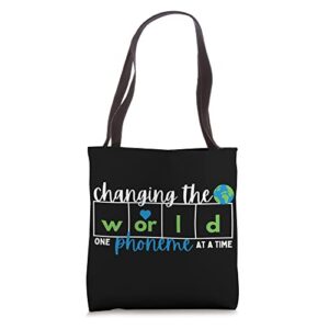 changing the world one phoneme at a time tote bag