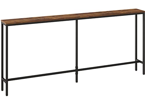 SUPERJARE 70.8 Inch Console Table, Entryway Table with Storage, Long Skinny Table, Hallway Table, Behind Couch Table, Industrial Plant Table, Adjustable Feet, for Entrance, Living Room - Vintage Brown