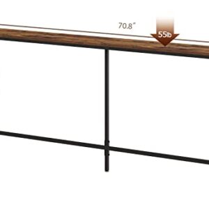 SUPERJARE 70.8 Inch Console Table, Entryway Table with Storage, Long Skinny Table, Hallway Table, Behind Couch Table, Industrial Plant Table, Adjustable Feet, for Entrance, Living Room - Vintage Brown