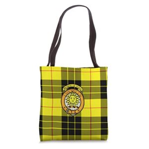 macleod of lewis clan scottish crest and tartan tote bag