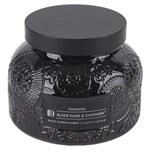 black sand & cashmere embossed jar candle